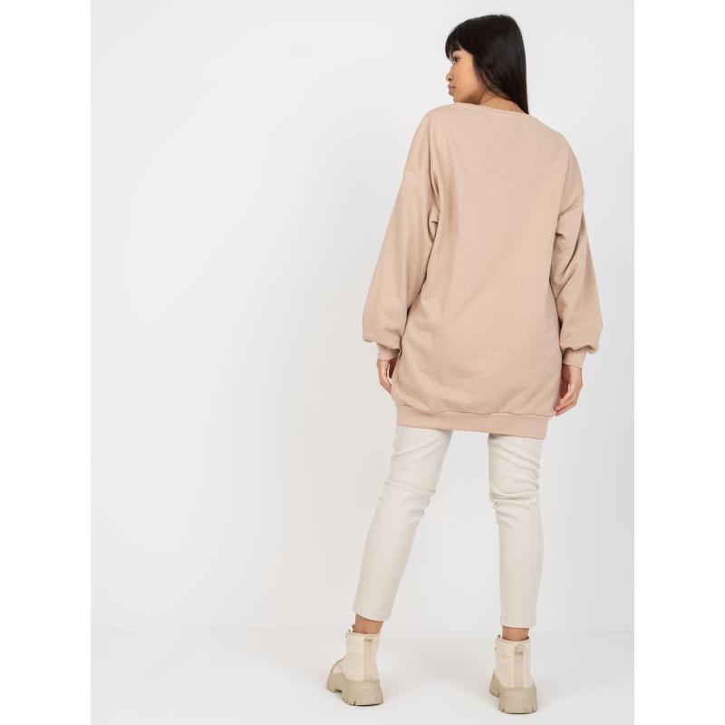 Női nyomtatott kerek nyakú pulóver SEARA bézs színű