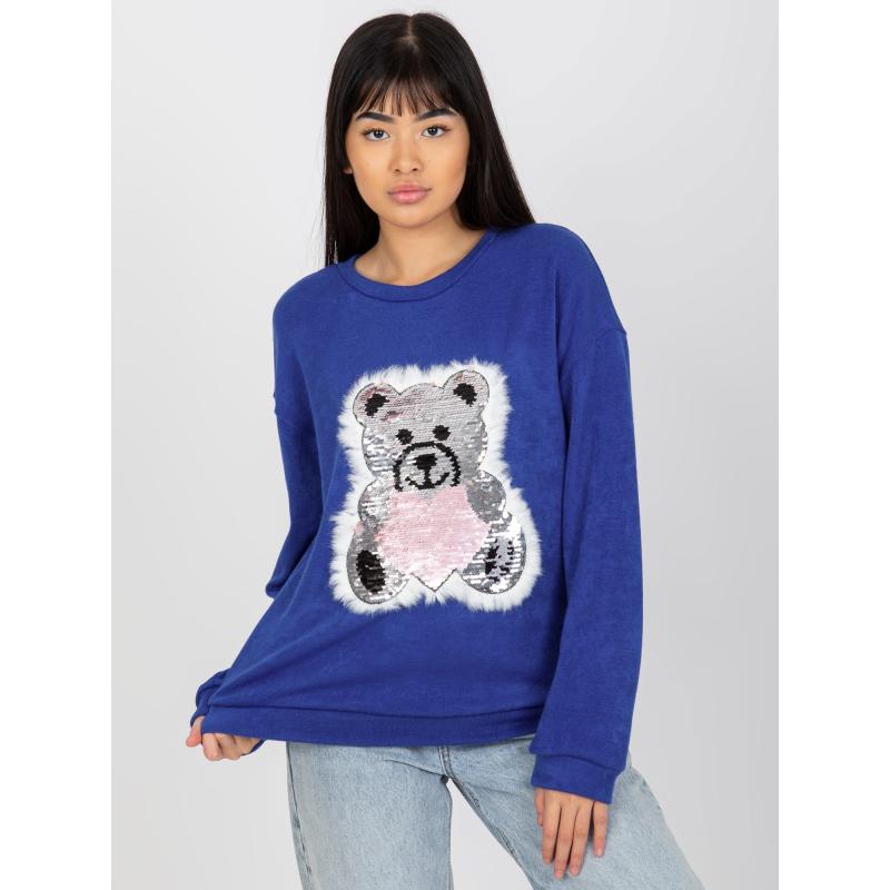 Dámsky sveter s flitrovou aplikáciou DARCHELLE tmavomodrý