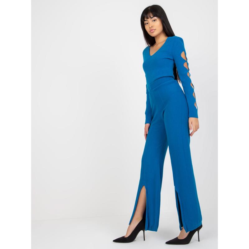 Női nadrág CHANELL hasított nadrág sötétkék