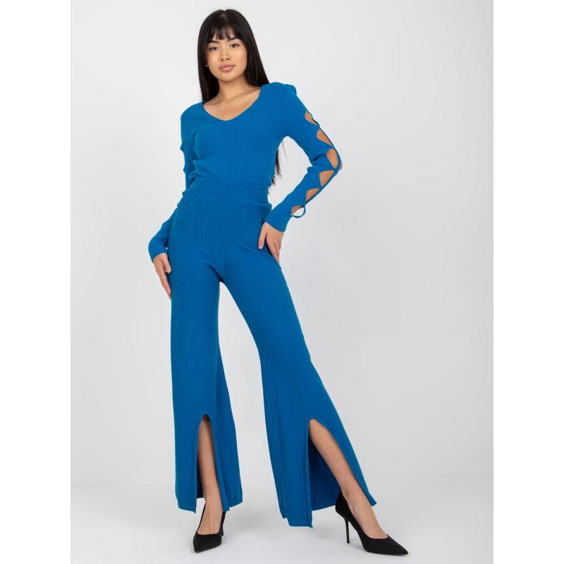 Női nadrág CHANELL hasított nadrág sötétkék