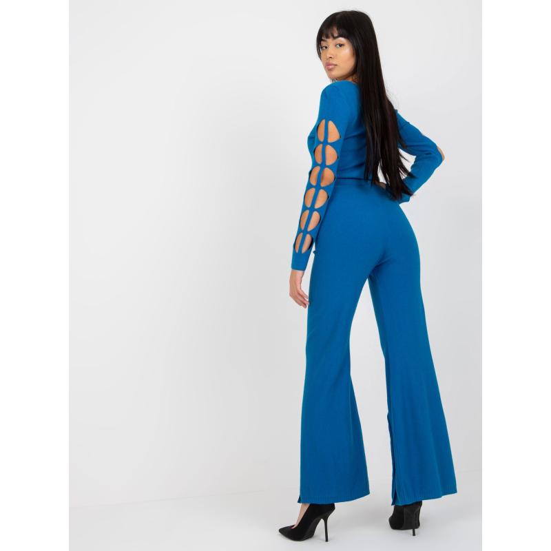 Női nadrág CHANELL hasított nadrág sötétkék