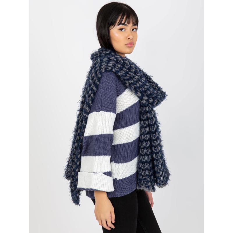 Női téli sál MAI szürke és tengerészkék