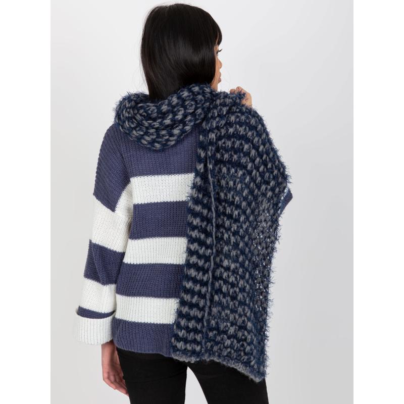 Női téli sál MAI szürke és tengerészkék