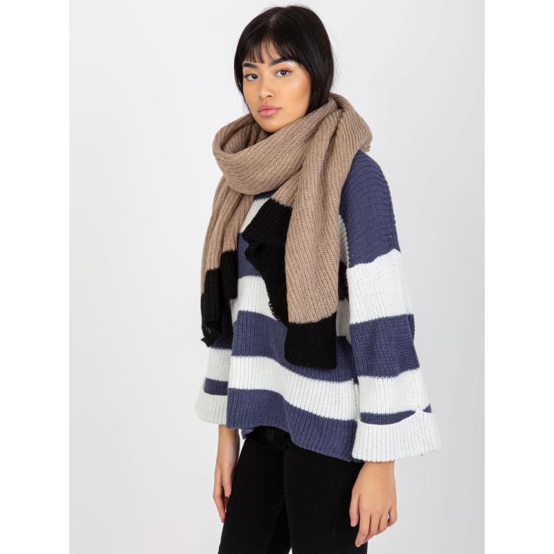 Női hosszú kötött sál BERDINE bézs-fekete