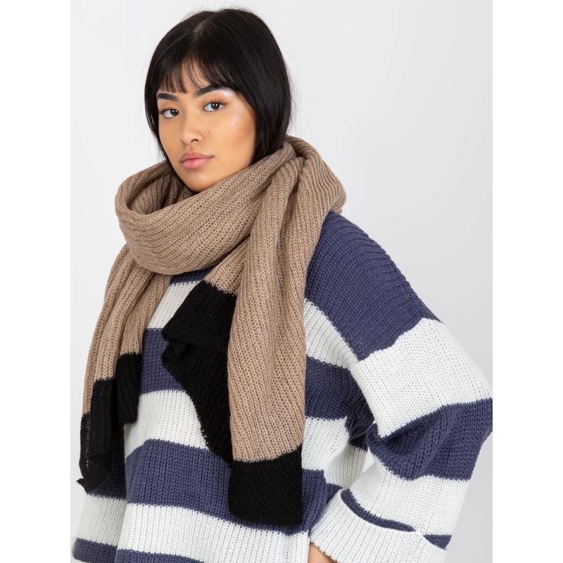 Női hosszú kötött sál BERDINE bézs-fekete