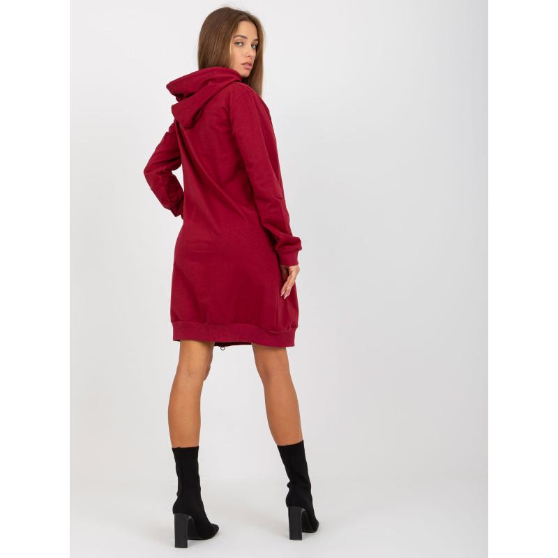 Sukienka damska z kapturem JASMIN bordowa