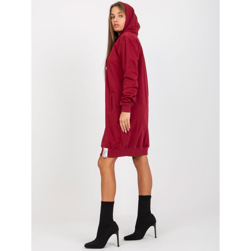 Sukienka damska z kapturem JASMIN bordowa