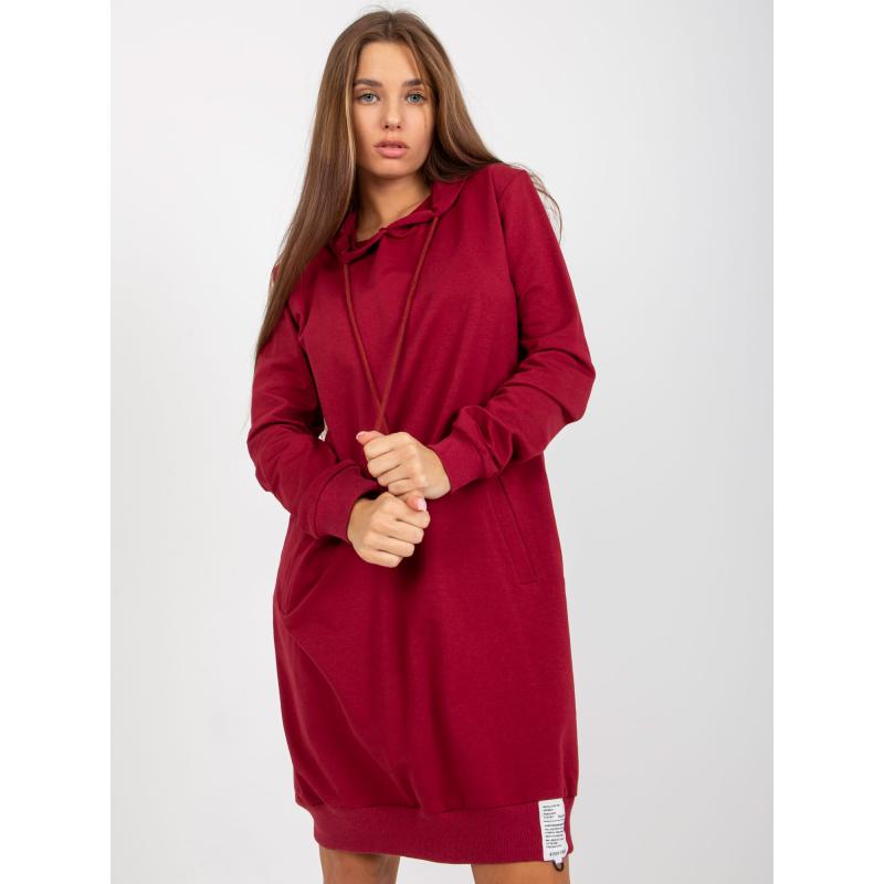 Sukienka damska z kapturem JASMIN bordowa