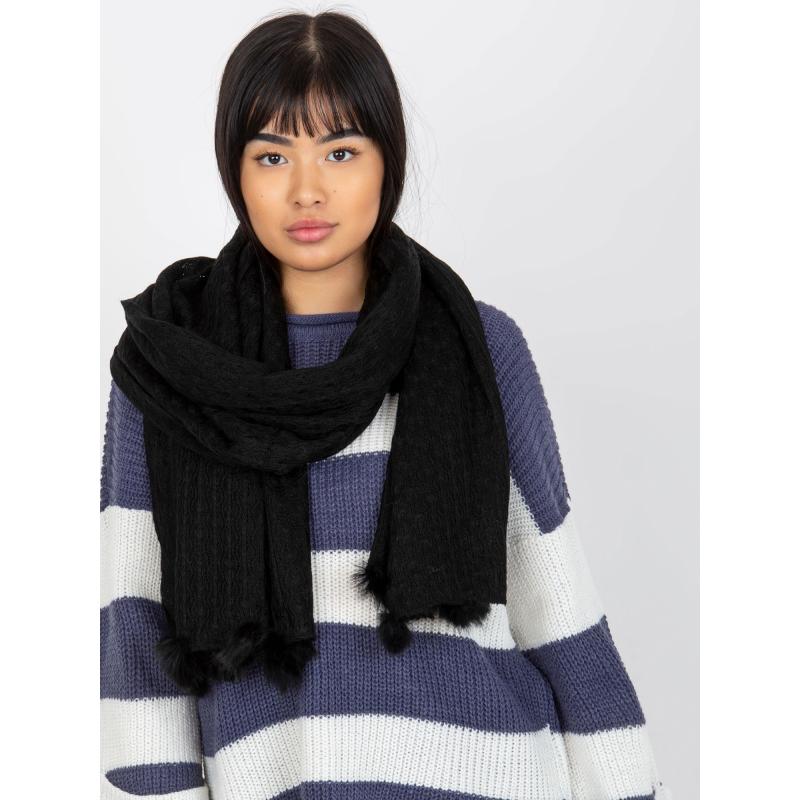 Szalik damski z ażurowym wzorem MIGNON czarny