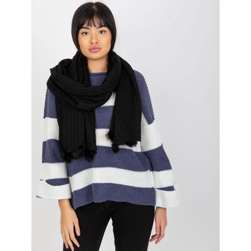 Szalik damski z ażurowym wzorem MIGNON czarny