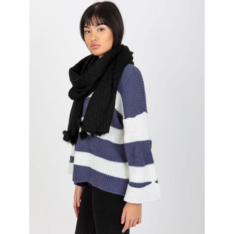 Szalik damski z ażurowym wzorem MIGNON czarny