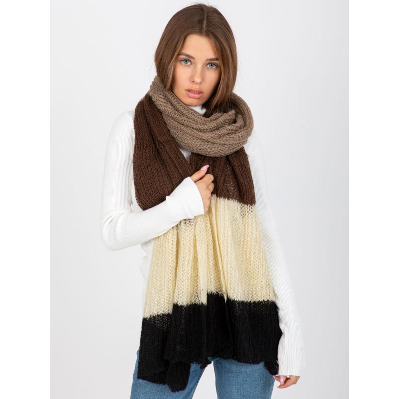 Damski zimowy szalik dzianinowy DENISSE czarno-brązowy