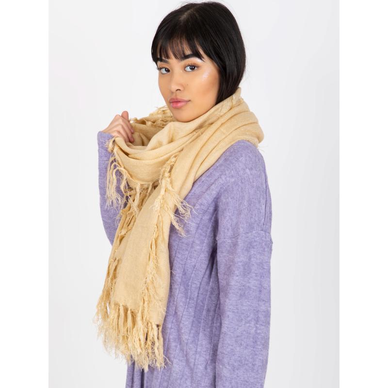 Női rojtos sál CLEMENTINE bézs színben