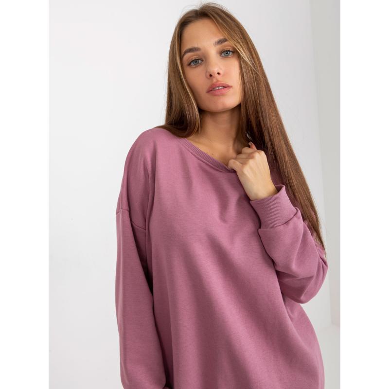 Női kerek nyakú pulóver AUDE rózsaszínű