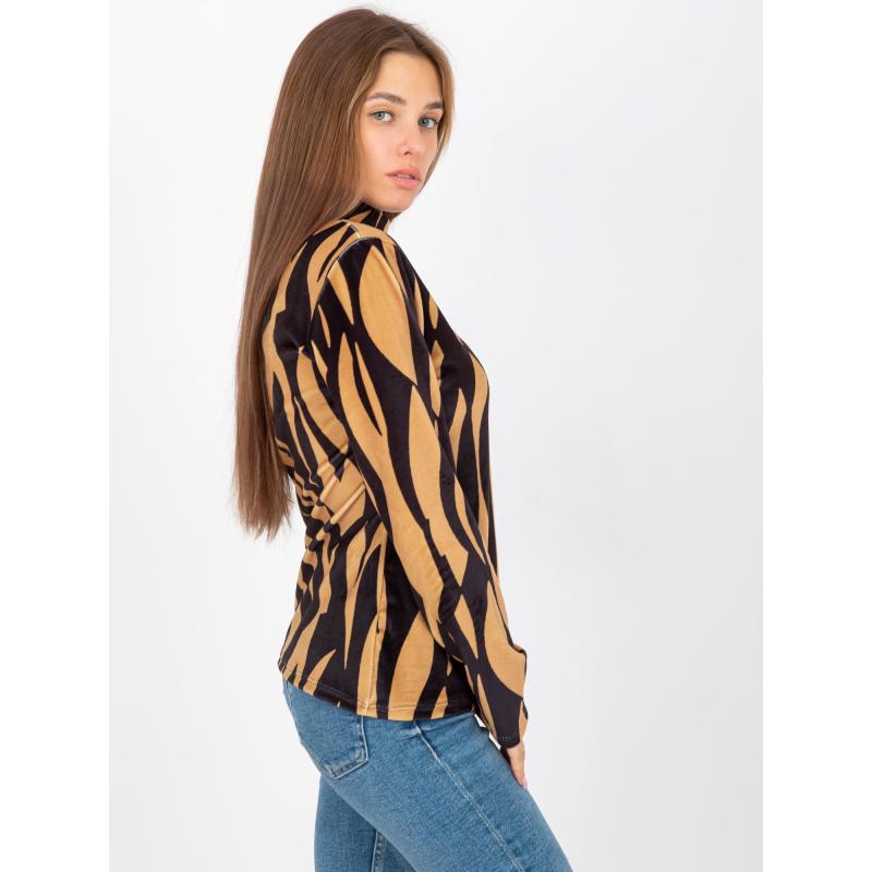 Női nyomtatott blúz RUE PARIS barna-fekete színben
