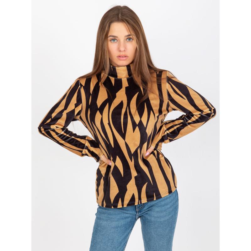 Női nyomtatott blúz RUE PARIS barna-fekete színben