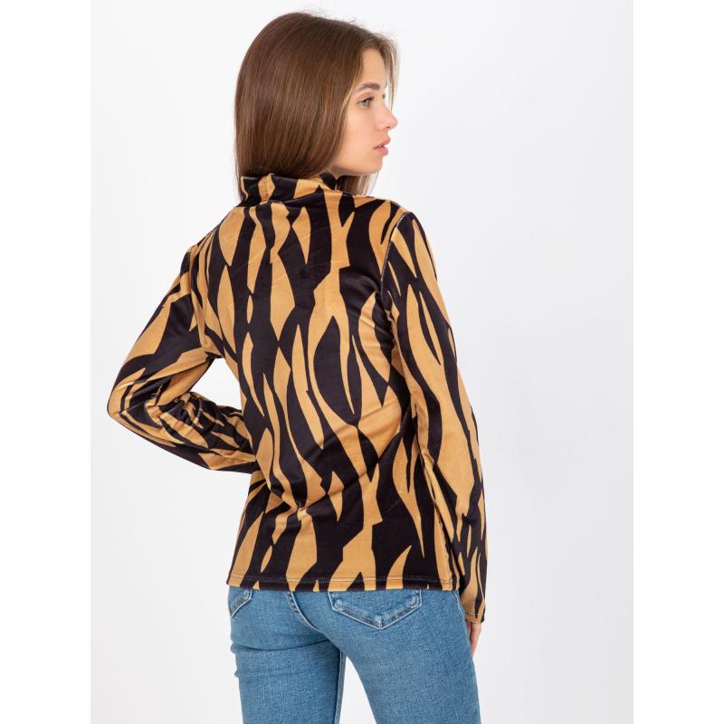 Női nyomtatott blúz RUE PARIS barna-fekete színben