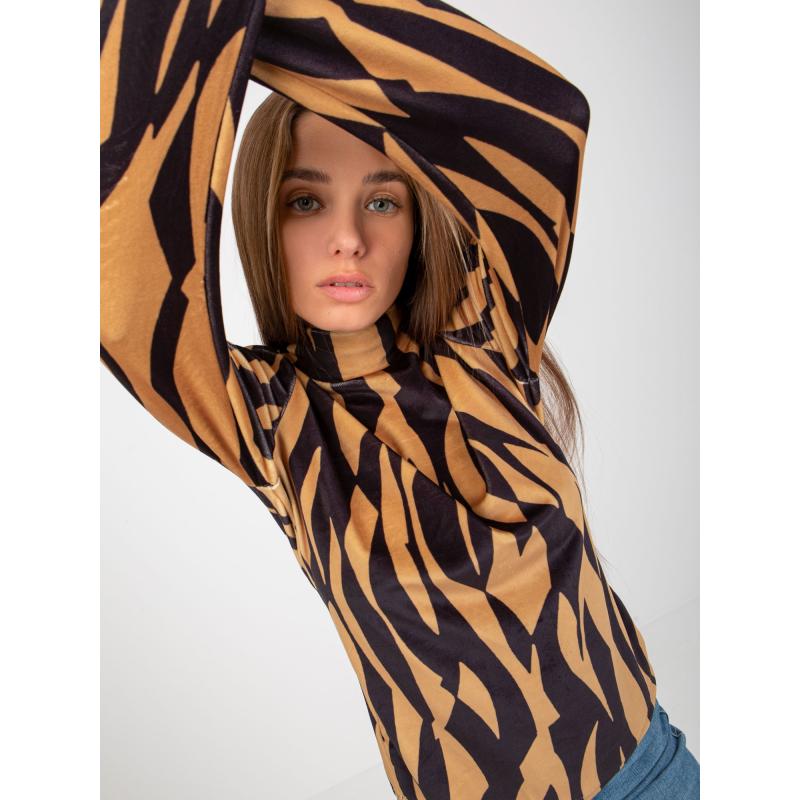 Női nyomtatott blúz RUE PARIS barna-fekete színben