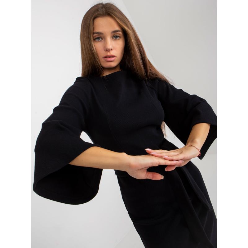 Dámske šaty s viazaním OCH BELLA čierne