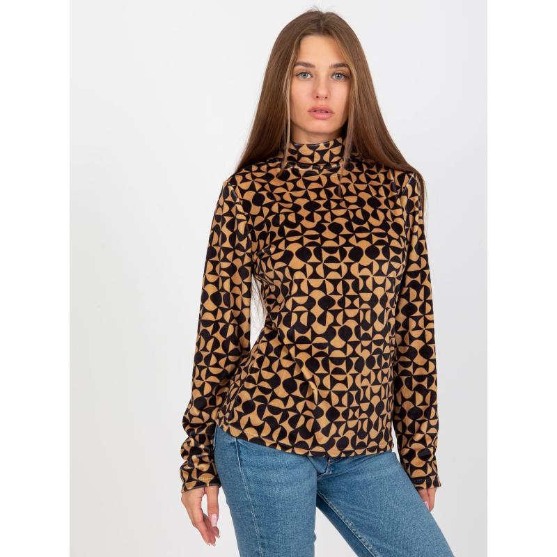 Női nyomtatott blúz RUE PARIS barna-fekete színben