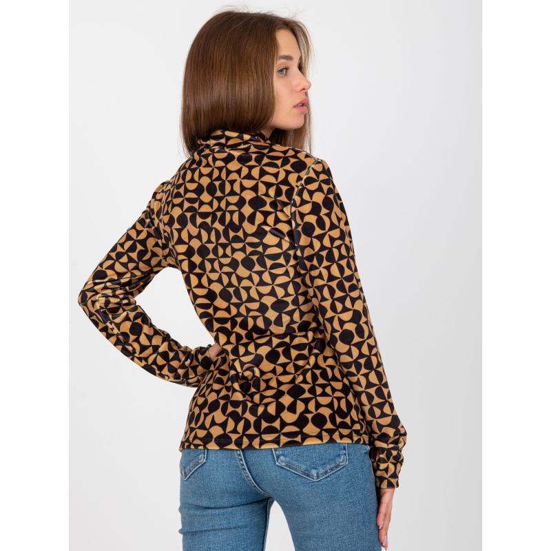 Női nyomtatott blúz RUE PARIS barna-fekete színben