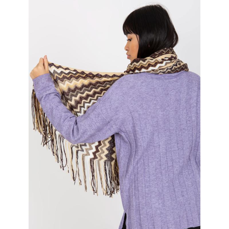 Női rojtos sál mintás INA világos bézs színben