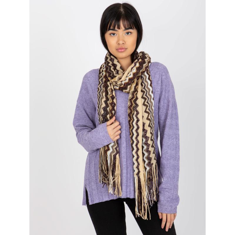 Női rojtos sál mintás INA világos bézs színben