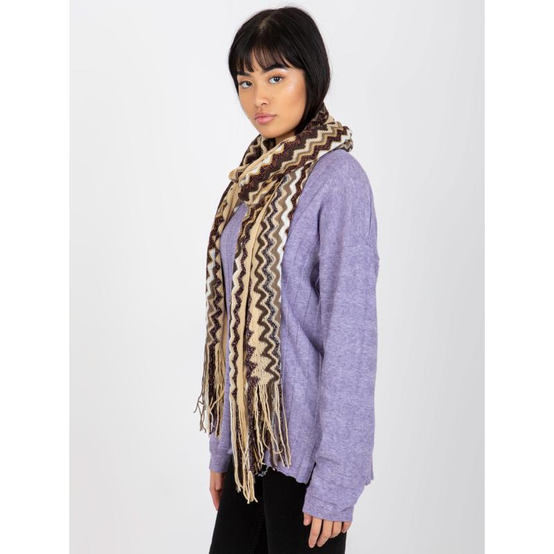 Női rojtos sál mintás INA világos bézs színben