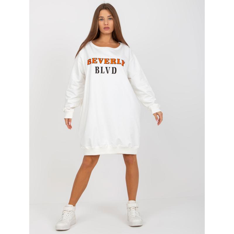 Női nyomtatott pulóver applikációval LEONDRA ekrü színben