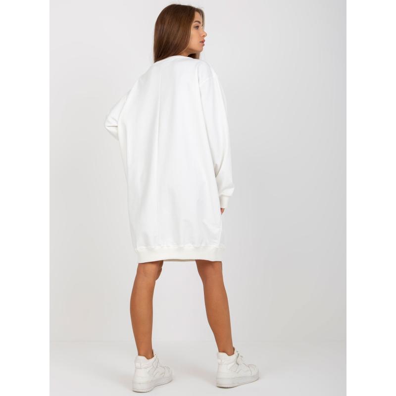 Női nyomtatott pulóver applikációval LEONDRA ekrü színben