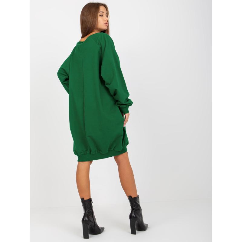 Bluzka damska z aplikacją oversize LINE ciemna zieleń