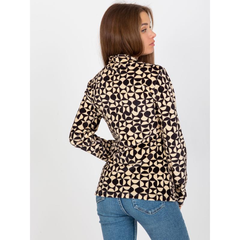 Női nyomtatott blúz RUE PARIS világos bézs és fekete