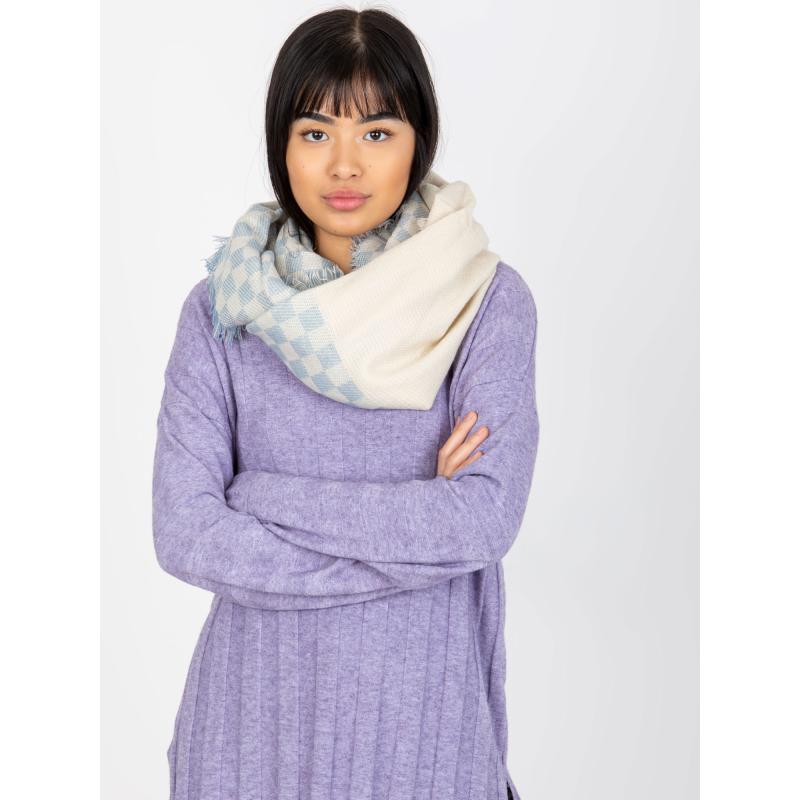 Dámská čepice kostkovaná zimní KITA v barvě ecru-blue