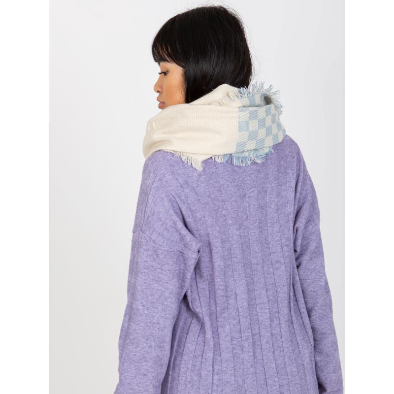 Dámská čepice kostkovaná zimní KITA v barvě ecru-blue