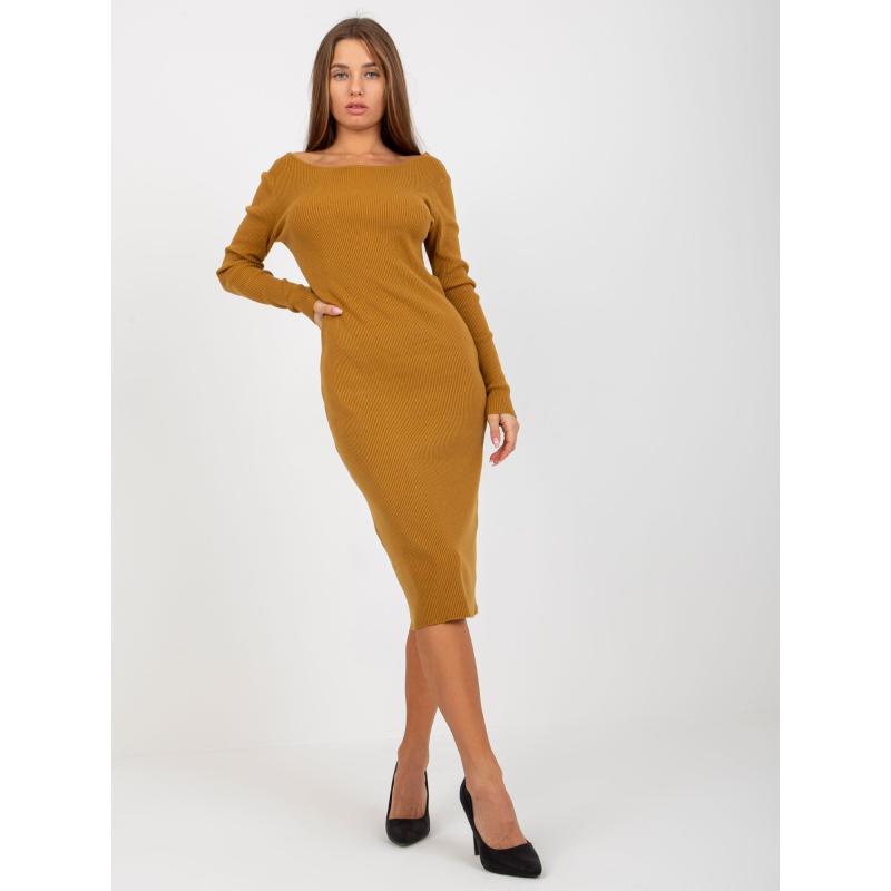 Dámske šaty s retiazkou na chrbte SILVIE tmavo žlté