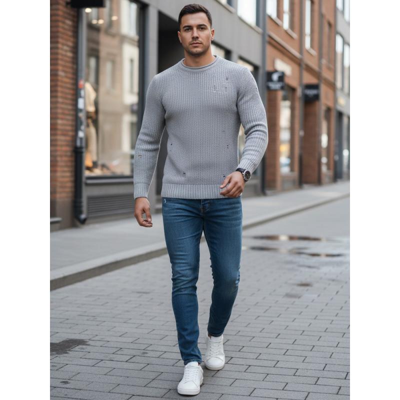 Pánsky sveter BO svetlo šedý