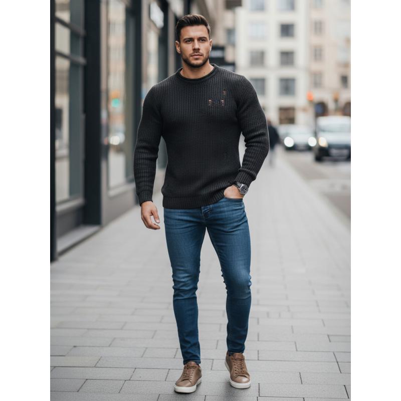 Pánsky sveter BO tmavo šedý