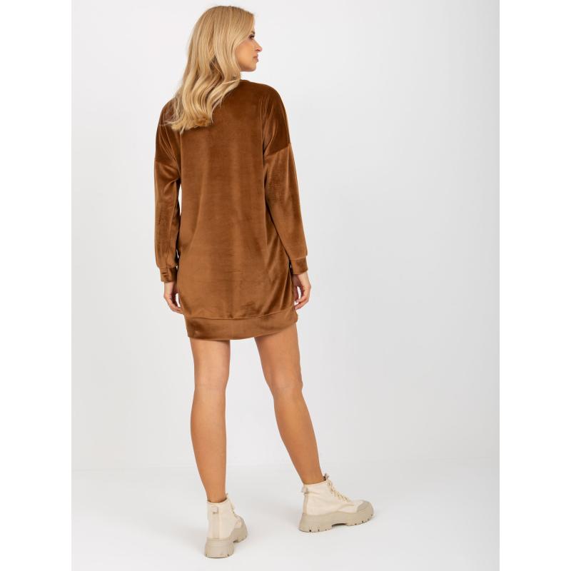 Női ruha zsebekkel RUE PARIS barna