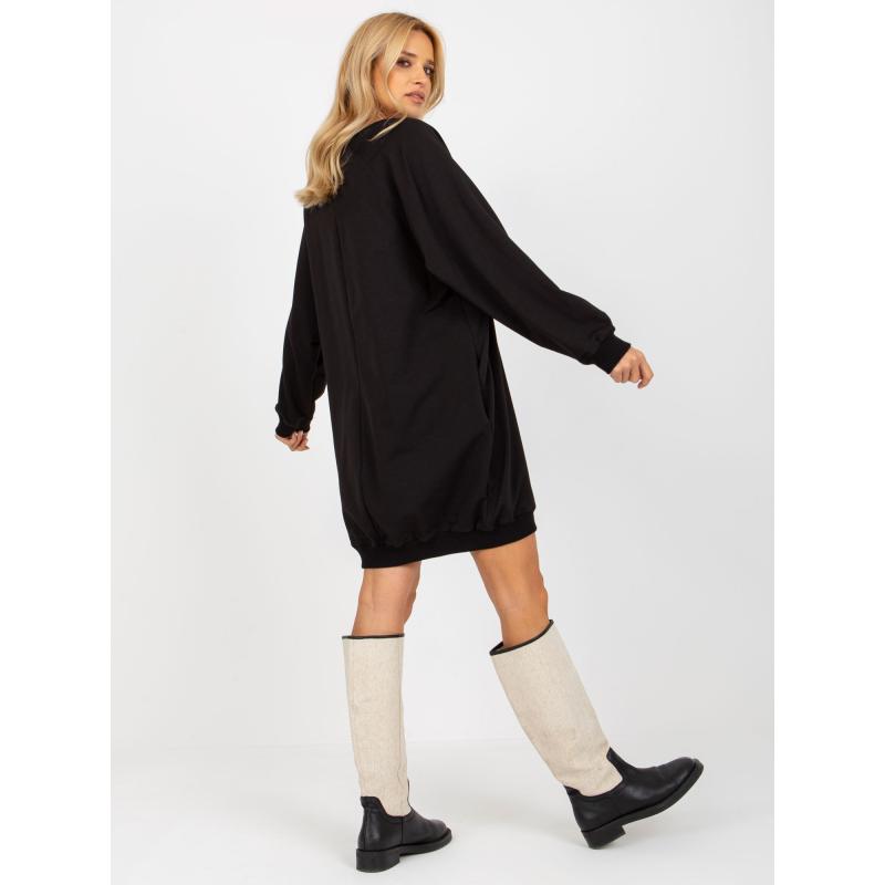 Dámska mikina s kamienkovou aplikáciou oversize HELA čierna