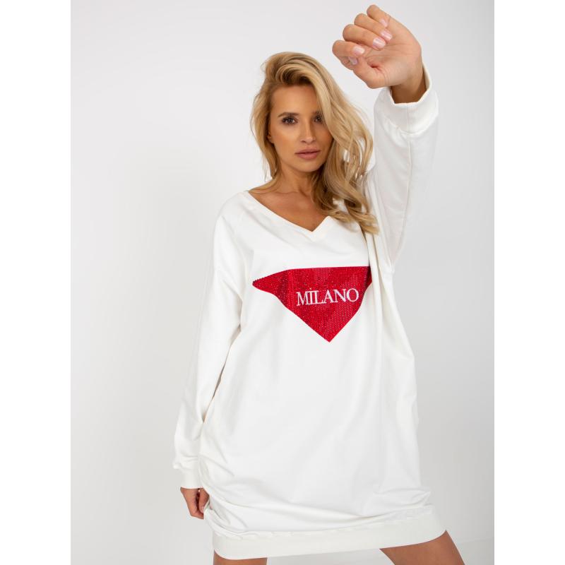 Dámska blúzka s potlačou dlhá oversize XENIE ecru