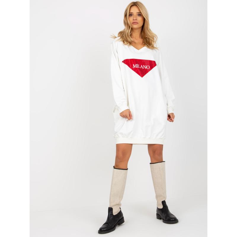 Dámska blúzka s potlačou dlhá oversize XENIE ecru