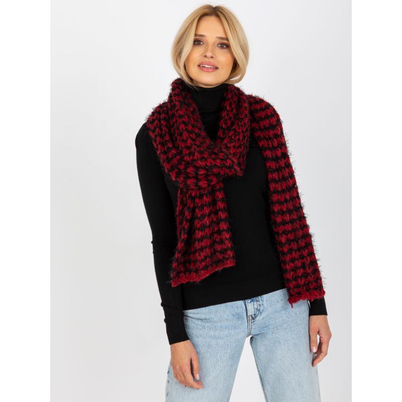 Női kötött sál HANA fekete-piros színben