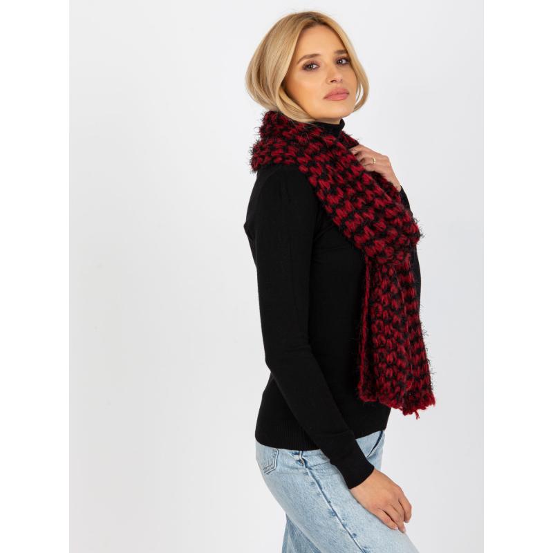 Női kötött sál HANA fekete-piros színben