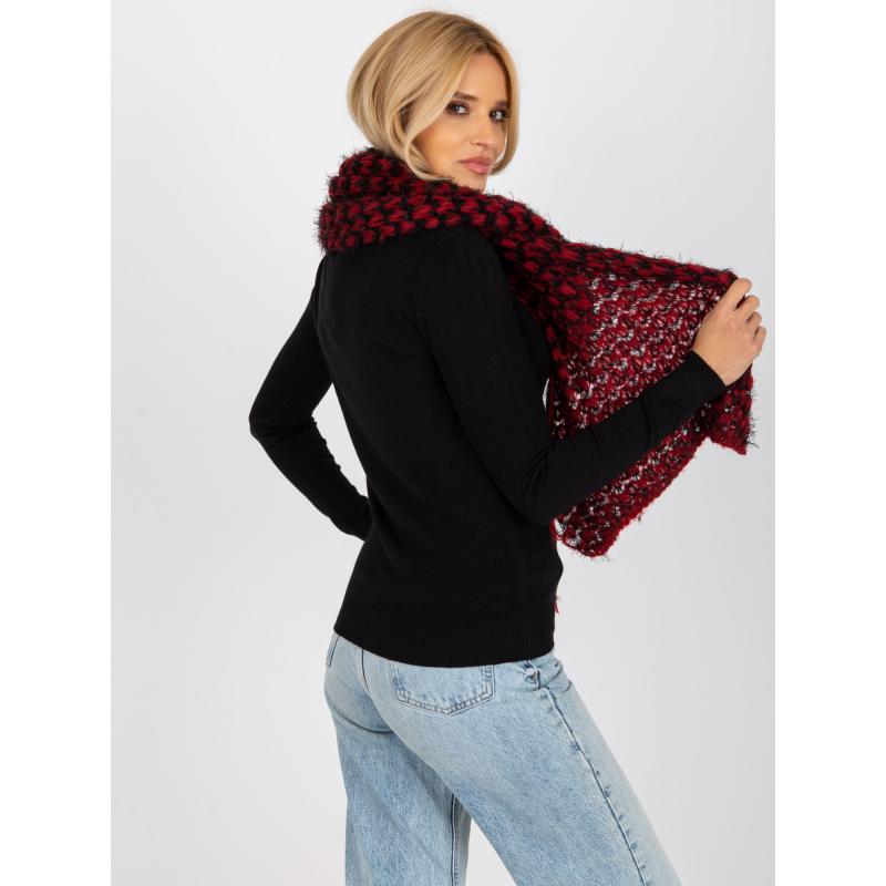 Női kötött sál HANA fekete-piros színben