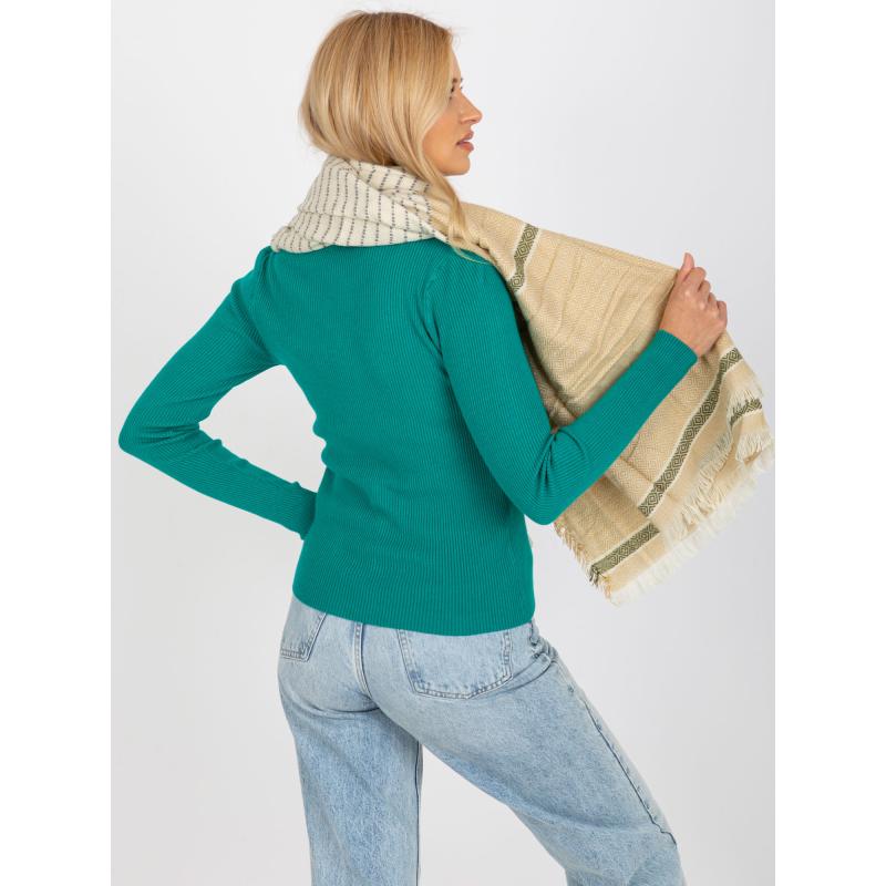 Dámský šátek vzorovaný LINA béžovo-zelený 