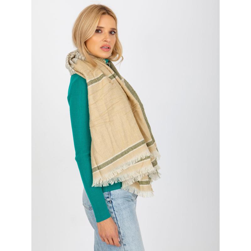 Dámský šátek vzorovaný LINA béžovo-zelený 