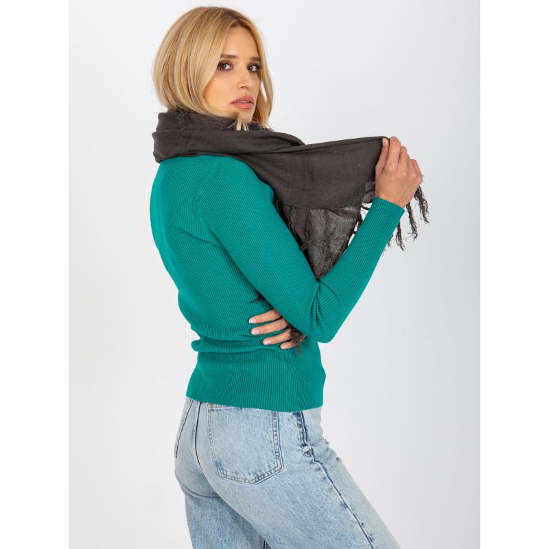 Dámský šátek se střapci VLASTA tmavě šedý 