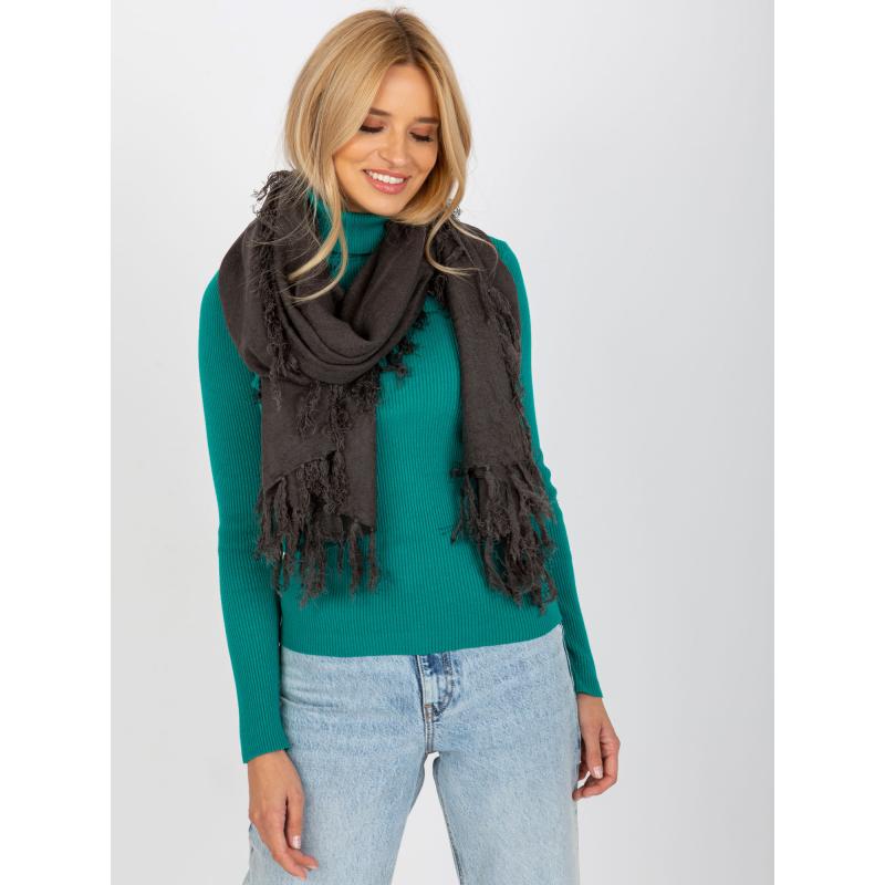 Dámský šátek se střapci VLASTA tmavě šedý 