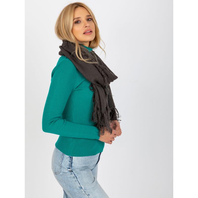 Dámský šátek se střapci VLASTA tmavě šedý 