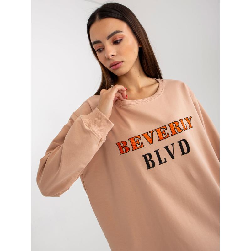 Női nyomtatott pulóver PATRICIE bézs színben